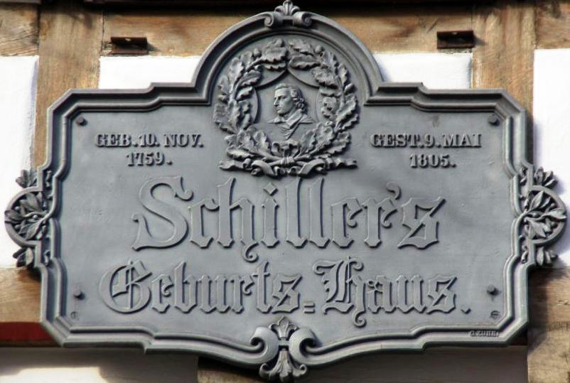 Schillers Geburtshaus in Marbach Gedenkplakette außen am Haus