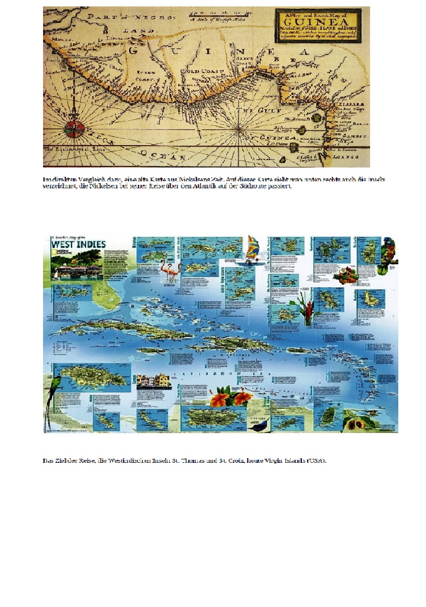 Kartenmaterial Nickelsen Westindien und Route